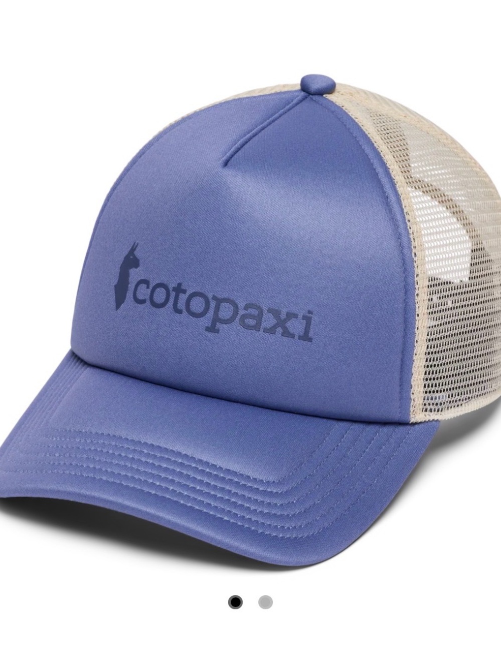 cotopaxi Periwinkle Foam Front Trucker Hat with Cream Mesh